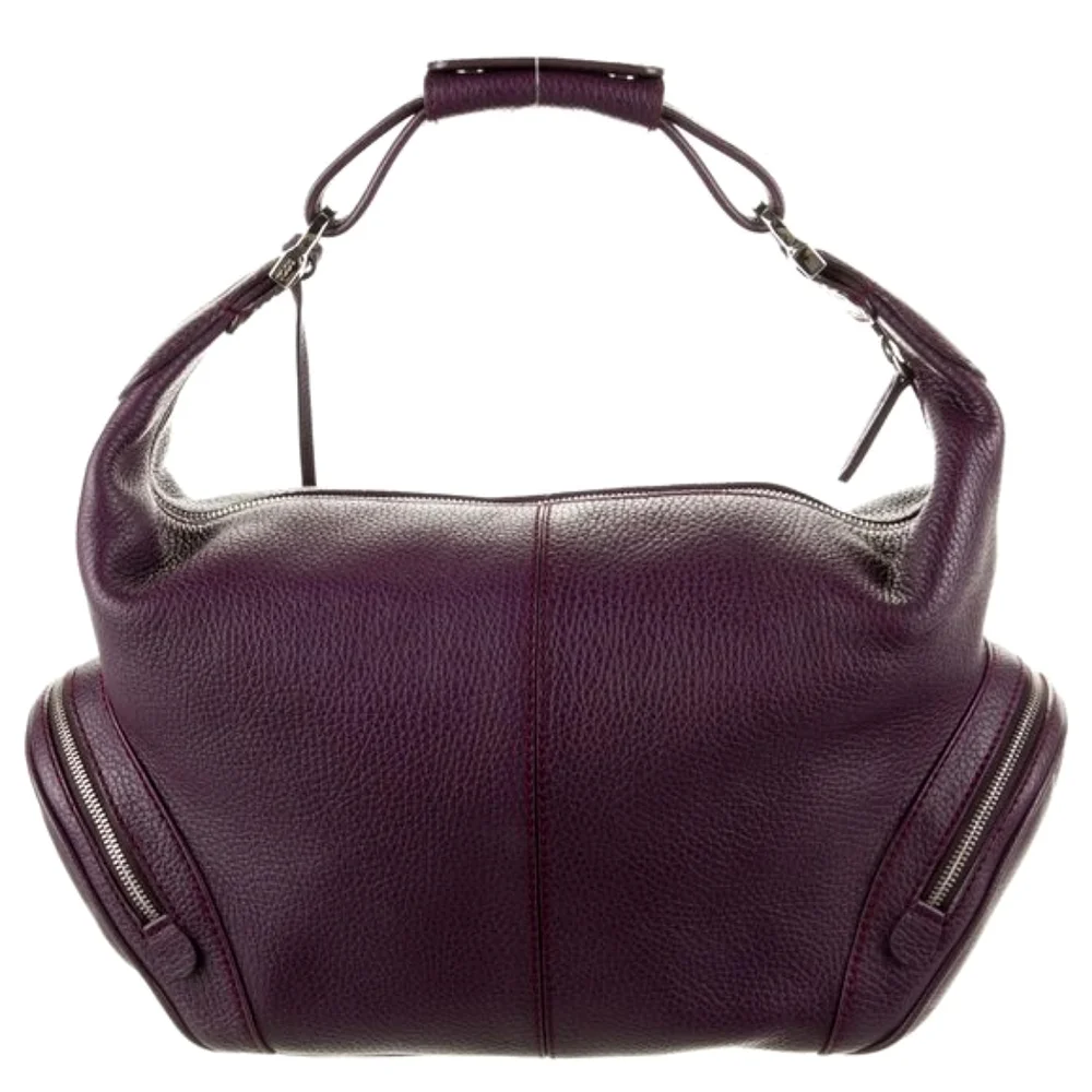 Tod's Charlotte Media Hobo Cargo Pockets Purple Leather Bag